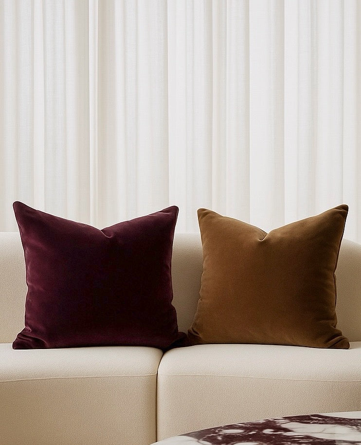 Velvet Cushion Cover in Ochre