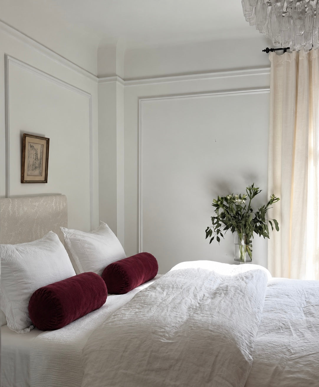 Burgundy Velvet Bolster Cushion