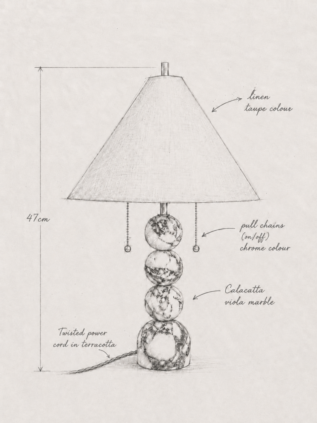 Bruno Table Lamp in Calacatta Viola