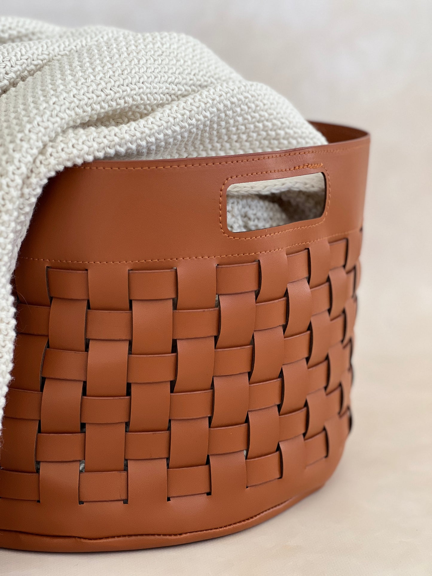 Leather Blanket Basket