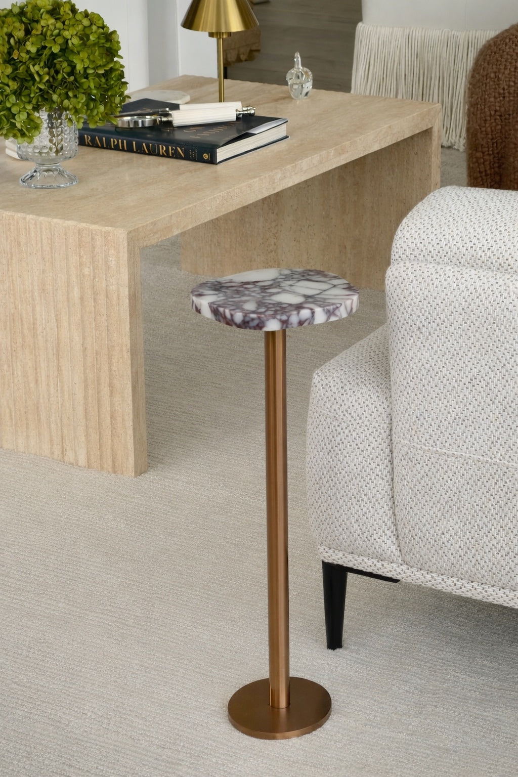Bruno Side Table in Calacatta Viola Marble