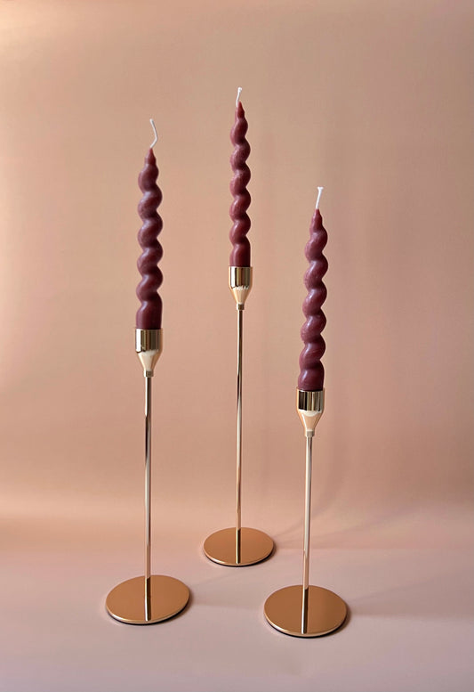 Spiral candle (Set of two) - Burgundy