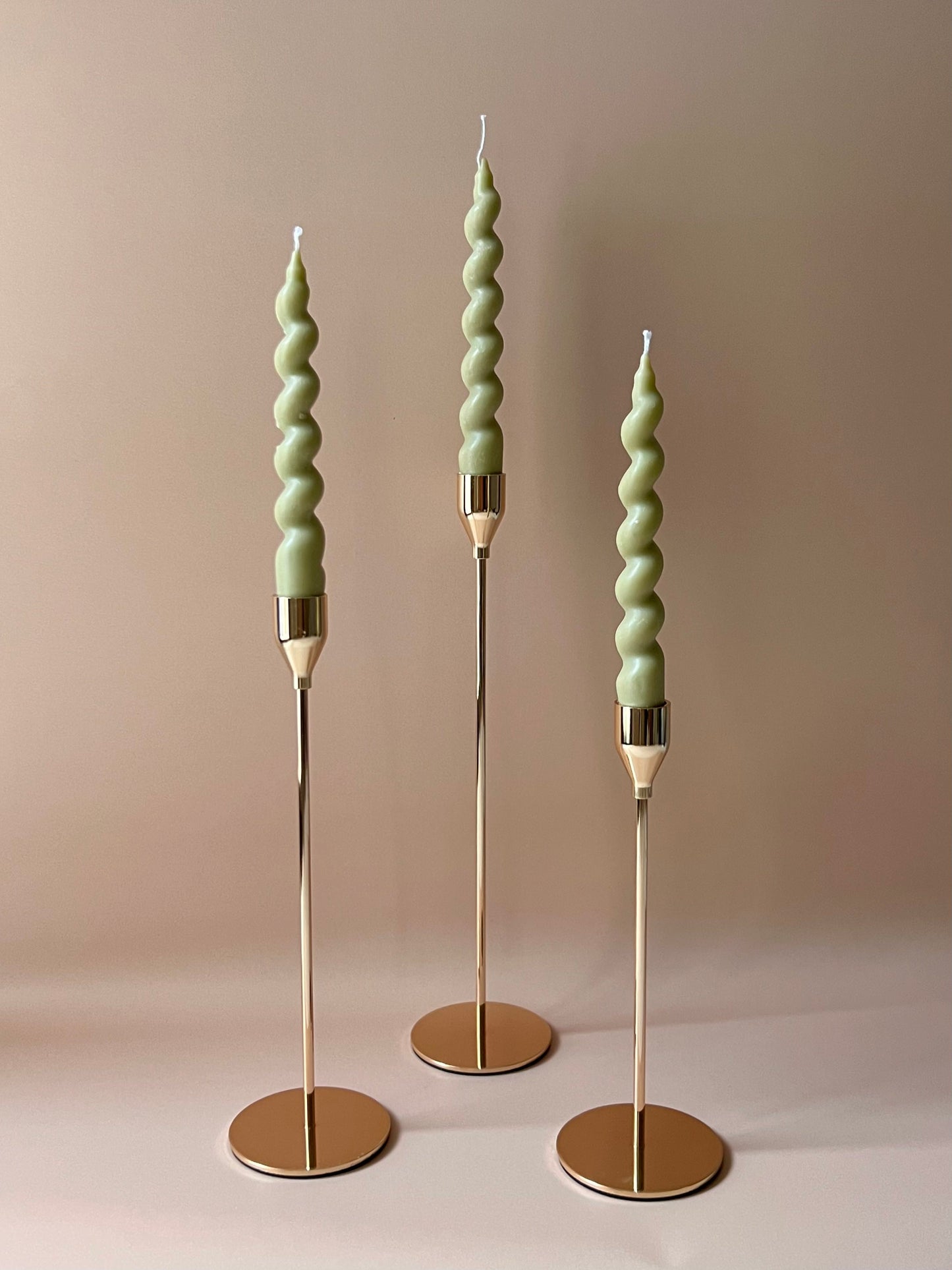 Spiral candle (Set of two) - Olive Green