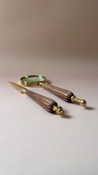 Magnifying Glass and Letter Opener Set - Brown